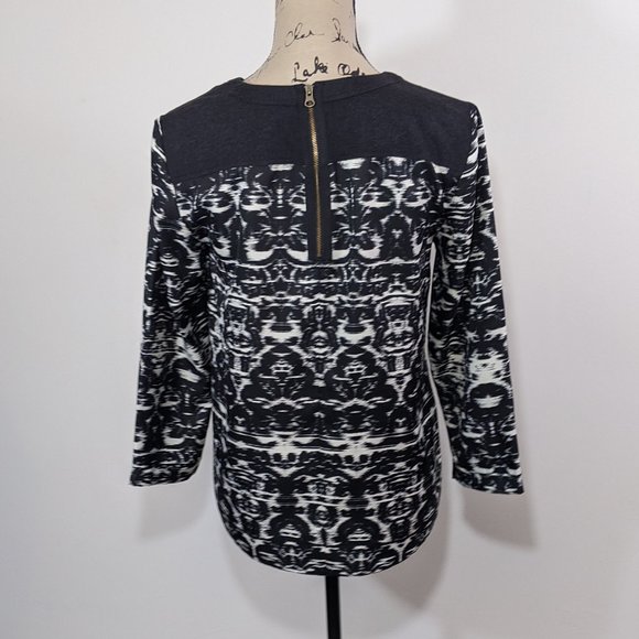 J. CREW Blurred Ikat 3/4 Sleeve Top Blouse sz 2 - Picture 6 of 10